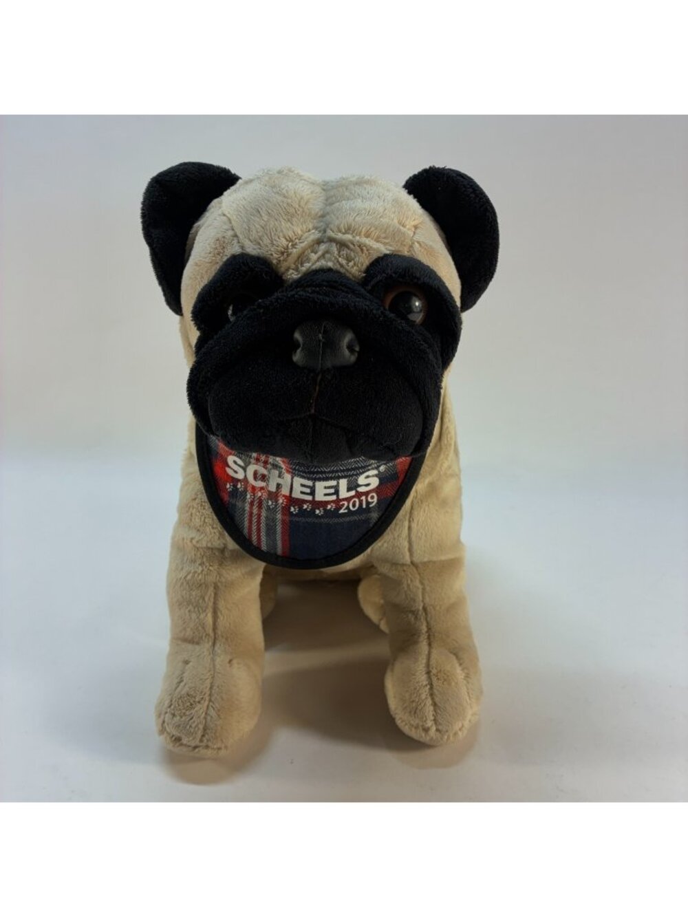 Scheels Jaag Pug Plush 10" 2019 Scarf Animal Retired Pug Dog Tan & Black